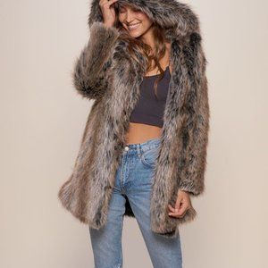 Spritithoods Grey (Gray)  Wolf Classic Faux Fur Coat